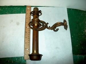 Antique Brass Nautical Candle Wall Sconce On Gimbal W Shade Holder