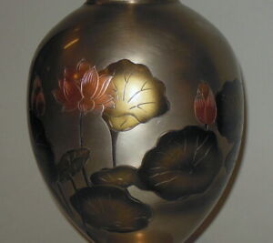 Fabulous Marbro Lamp Mid Century Modern Silver Nickel Metal W Asian Florals 45 