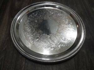 Vintage Wm Rogers Mfg Co Silver Plate 12 Round Serving Tray 1970s 4271 Platter