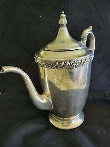 Vintage F B Rogers Silver Co Footed Silver On Copper Coffee Tea Pot Silverplate
