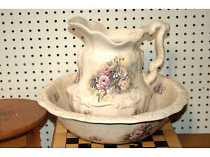 Vintage Athena Ceramic Wash Bowl And Pitcher Has Some Chips