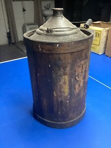 Antique Wood Wrapped Tin Cone Top Cork Linseed Oil Can