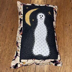 Homemade Quilted Pillow Ghost Moon Stars Early Quilt Halloween Folk Art