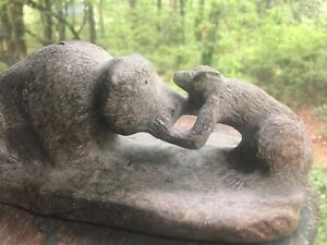 Mississipian Early Native American Stone Bear Sculpture Ceremonial Pipe Offer