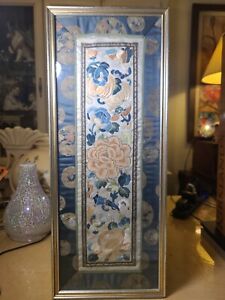 Early Chinese 1800 1900s Criteria Antique Silk Framed Embroidery Panel
