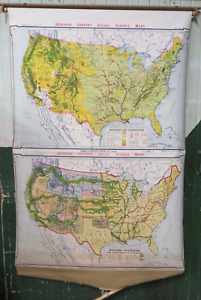 Vintage Denoyer Geppert Pull Down School Map A 20 A 18 1963 Usa Resources