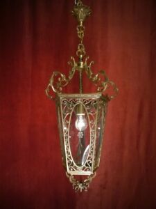 Filigree Bronze Lantern Solid Ceiling Lamp Fixtures Chandelier Cut Glass Crystal