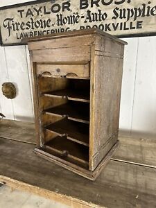 1940s Cabinet Apothecary Industrial Roll Top Multi Drawer Folk Art Hardware