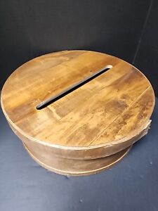 Heavy Round Wood Cheese Pantry Box 14 5 Diameter 5 5 Tall 