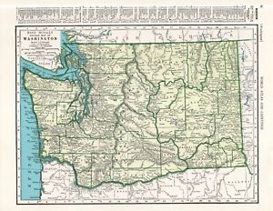 1947 Antique Washington Map Of Washington State Map Gallery Wall Decor 1276