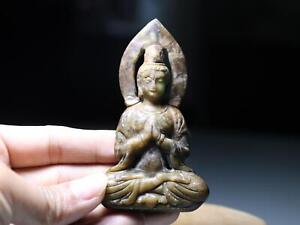 Collect Ming Dynasty Ancient Old Jade Stone Bodhisattva Kwan Yin Guanyin Statue