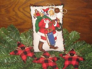 Country Christmas Santa Claus Wreath Sign 3 Stars Bowl Fillers Handmade Gifts