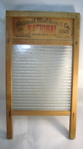 Antique National Washboard Co No 860 Glass Ribbed Washboard