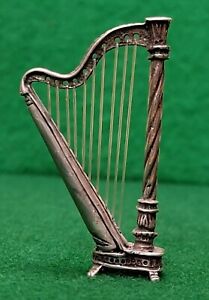 Vintage Solid Silver Italian Handmade Large Baroque Harp Figurine Hallmarked