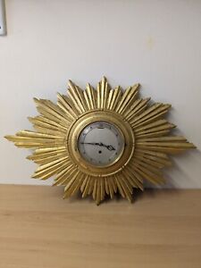 Antique French Movement Sunburst Wall Clock Early 20th Century Please Read
