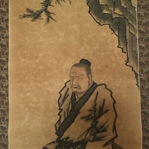 Antique Japanese Watercolor On Silk W Fiber Silk Preserved Painting Panel