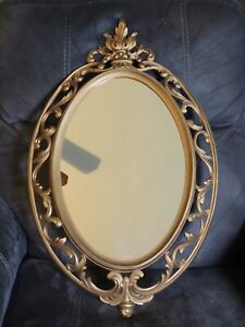 Vintage Oval Wall Mirror Hollywood Regency Rococo Style 28 Homco 1962 Ornate