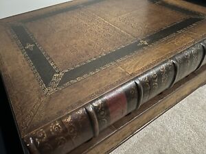 Maitland Smith Regency Style Polished Leather Book Coffee Table