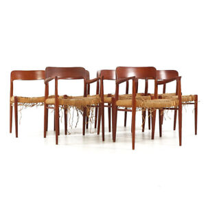 Niels Moller Mid Century Teak Model 75 And 77 Dining Chairs Set Of 8