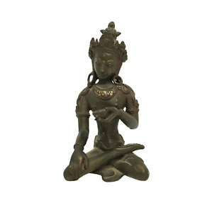 18th 19th Century Tibetan Or Napolis Seated Bronze Figure Holding Kapala