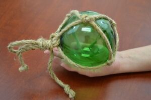 Reproduction Green Glass Float Ball With Fishing Net 5 F 950