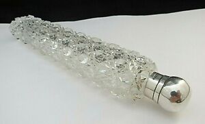 Sampson Mordan London 1883 Silver Top Large Hobnail Crystal Perfume Scent Bottle