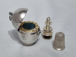 Rare 1873 Victorian Silver Ovoid Egg Shaped Etui Sewing Set By Thomas Johnson