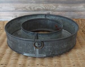 Antique Fries Tin Tube Cake Baking Ring Mold Early 20thc Rustic Primitive Hangs