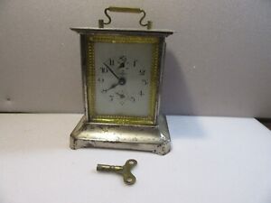 Vintage Antique German Kienzle Mechanical Carriage Alarm Clock W Original Key
