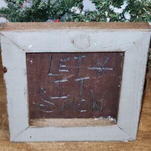 Primitive Folk Art Christmas Shelf Sitter Or Hang Let It Snow Sign Handmade
