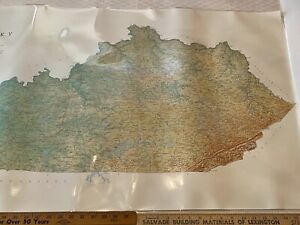 Kentucky Lithograph Elevation Wall Map Raven Maps 29 X58 Laminated Frame Ready