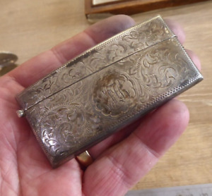 Antique Solid Silver Calling Card Case Dates C 1919