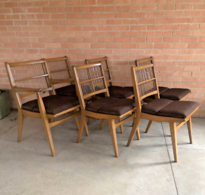 Vintage Mid Century Modern Dining Chairs Set Of 6 Red Lion Table Company