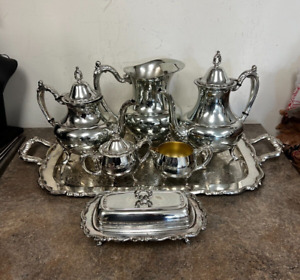 Oneida Silverplate 6 Piece Coffee Teaset With Butter Dish