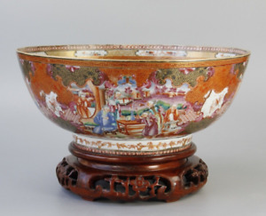 Antique Chinese Export Punch Porcelain Bowl Qianlong 18th C