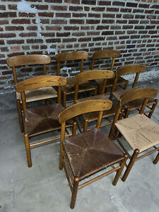Rush Dining Chairs Vintage Mid Century Danish