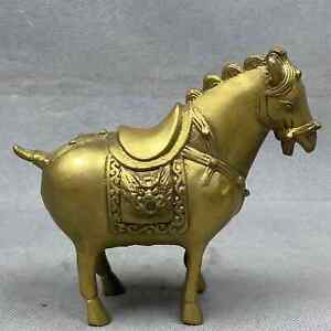 Collectible Chinese Pure Copper Brass Handmade Exquisite Horse Statue 91283