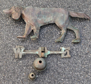 Vintage Copper And Brass Dog Weathervane Primitive Parts Only As Is Damaged