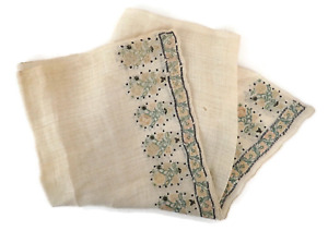 C 1700s Turkish Ottoman Gossamer Linen Towel W Silver Embroidery Urns Of Flowers