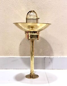 Victorian Style Nautical Vintage Reclaimed Brass Light With Shade Long Pipe