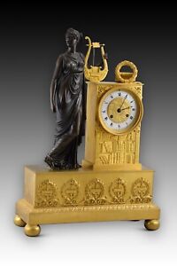 Table Clock With Muse And Writers Bronze Paris Movement France 19th Century 