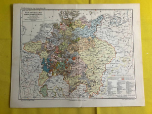 1890 Germany Vintage Geography Map Original 11 5 X 9 5 C11 2