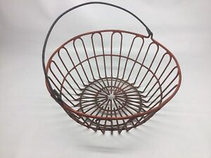 Vintage Red Coated Wire Egg Gathering Basket