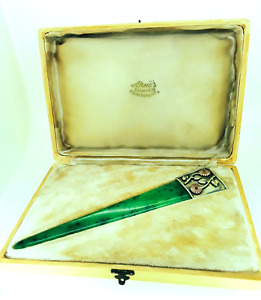 Faberge Silver Gilt Gold And Nephrite Letter Opener With Box
