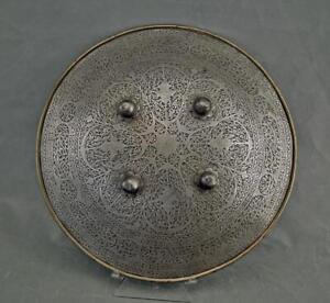 Antique 18th Century Islamic Indo Persian Steel Shield To Sword Shamshir Talwar