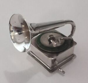 Sterling Silver Gramophone Record Player Figurine