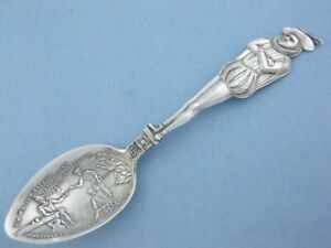 Sterling Souvenir Spoon Figural Sir Walter Raleigh Intro Tabacco Jamestown Expo