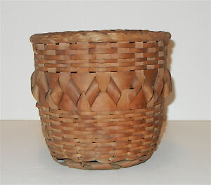 Antique Native American Woven Splint Sweet Grass Storage Basket