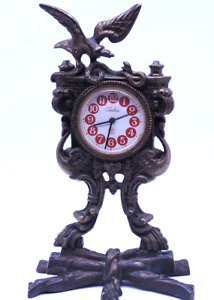 Beautiful Antique Used Old Bronze Clock Glory Ussr Size 26 Cm Multicolor Gift