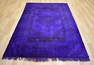 Vintage Over Dyed Purple Handmade Melas Rug 5 Ft X 8 Ft Free Shipping